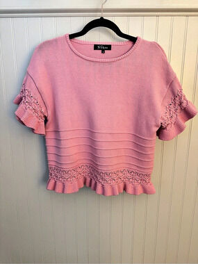 Pink Ruffle Sleeve Sweater